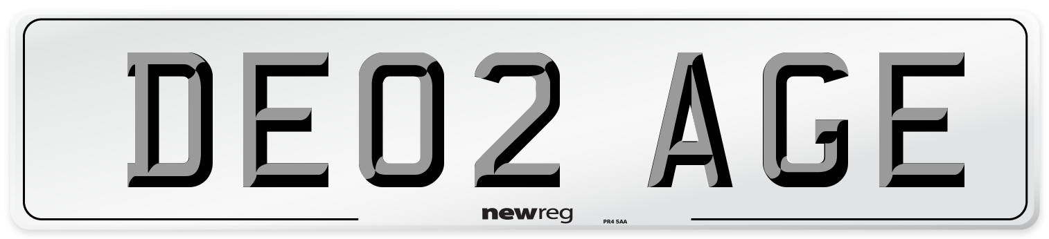 DE02 AGE Number Plate from New Reg